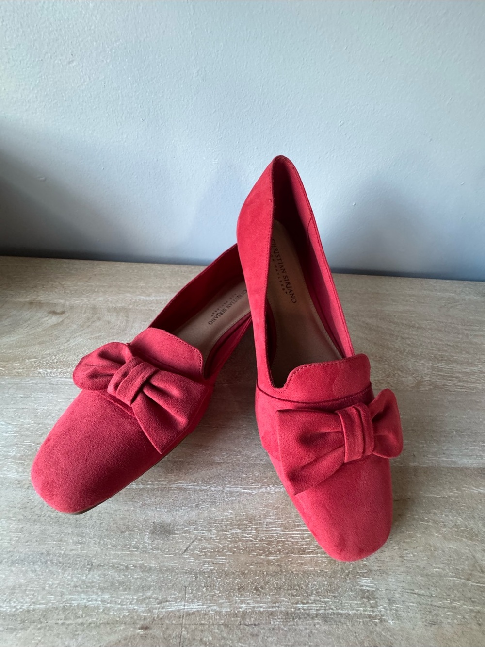 Christian Siriano Red Suede Bow Loafers